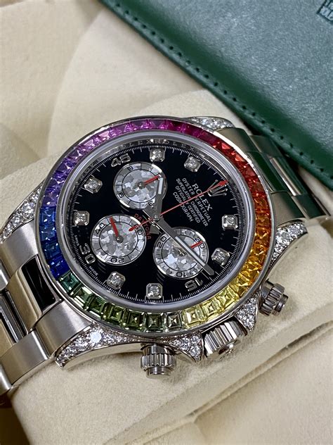 daytona rainbow white gold|rolex daytona rainbow everose gold.